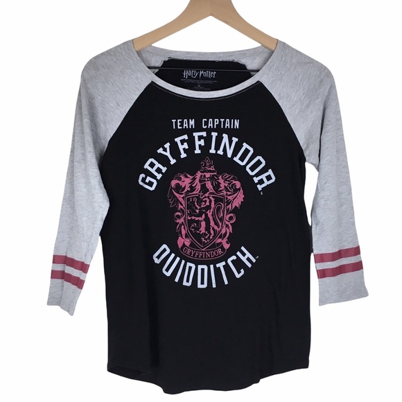 HARRY POTTER Shirt Baseball T Shirt 3/4 Sleeve Gryffindor Team Captain Raglan XS - Picture 1 of 9